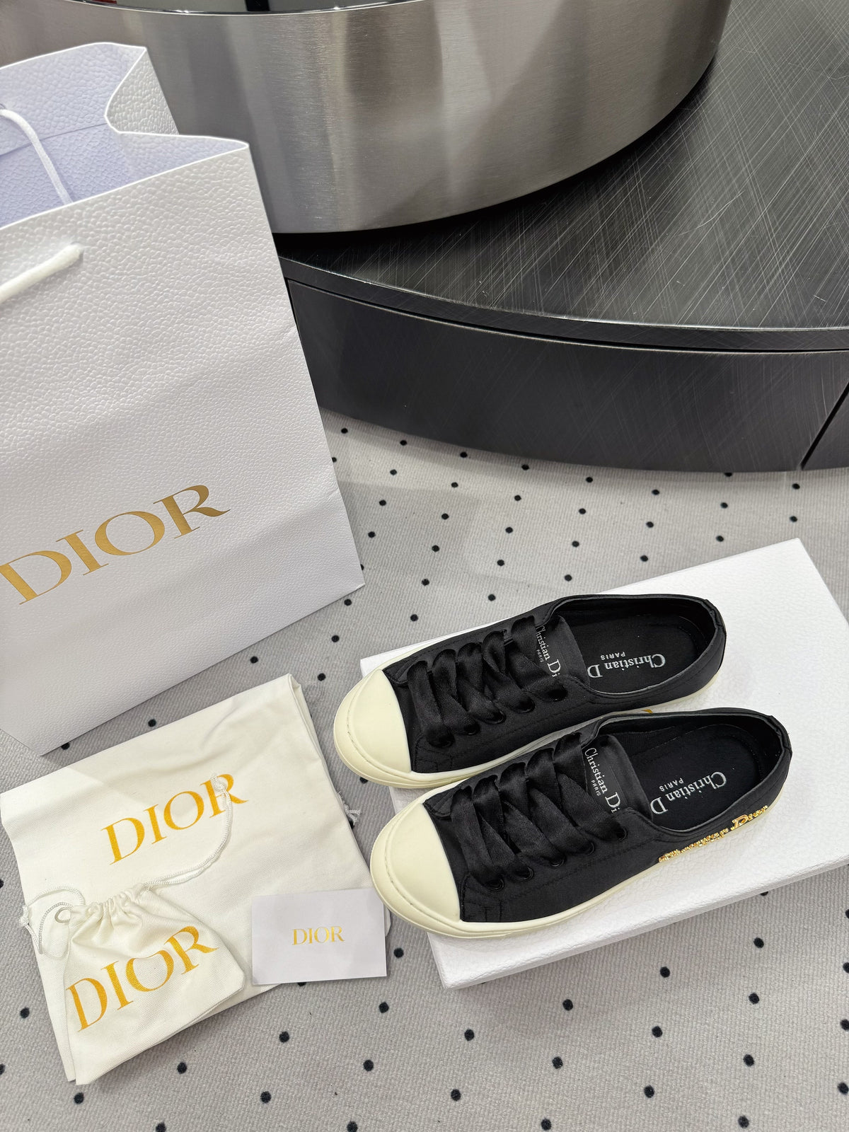 Dior Lucky Sneaker Black Satin  618071