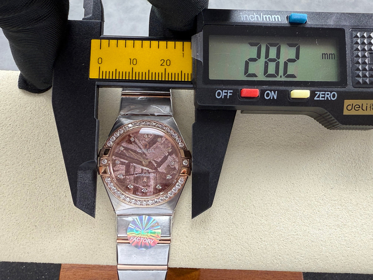 Omega Constellation 28mm Swiss Quartz Purple Meteorite Dial Watch