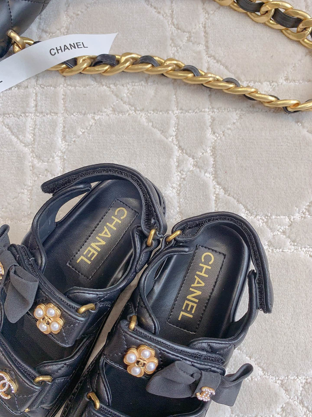 Chanel 2026 Quilted Sandals Suede Sheepskin 977358
