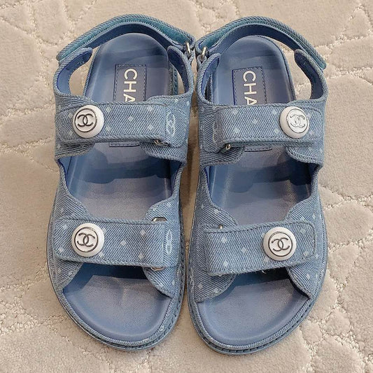Chanel 2026 Printed Velcro Dad Sandals Fabric 977458