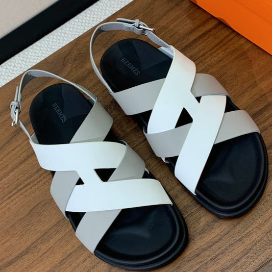 HM Heracles Sandals White Gray Calfskin 294075