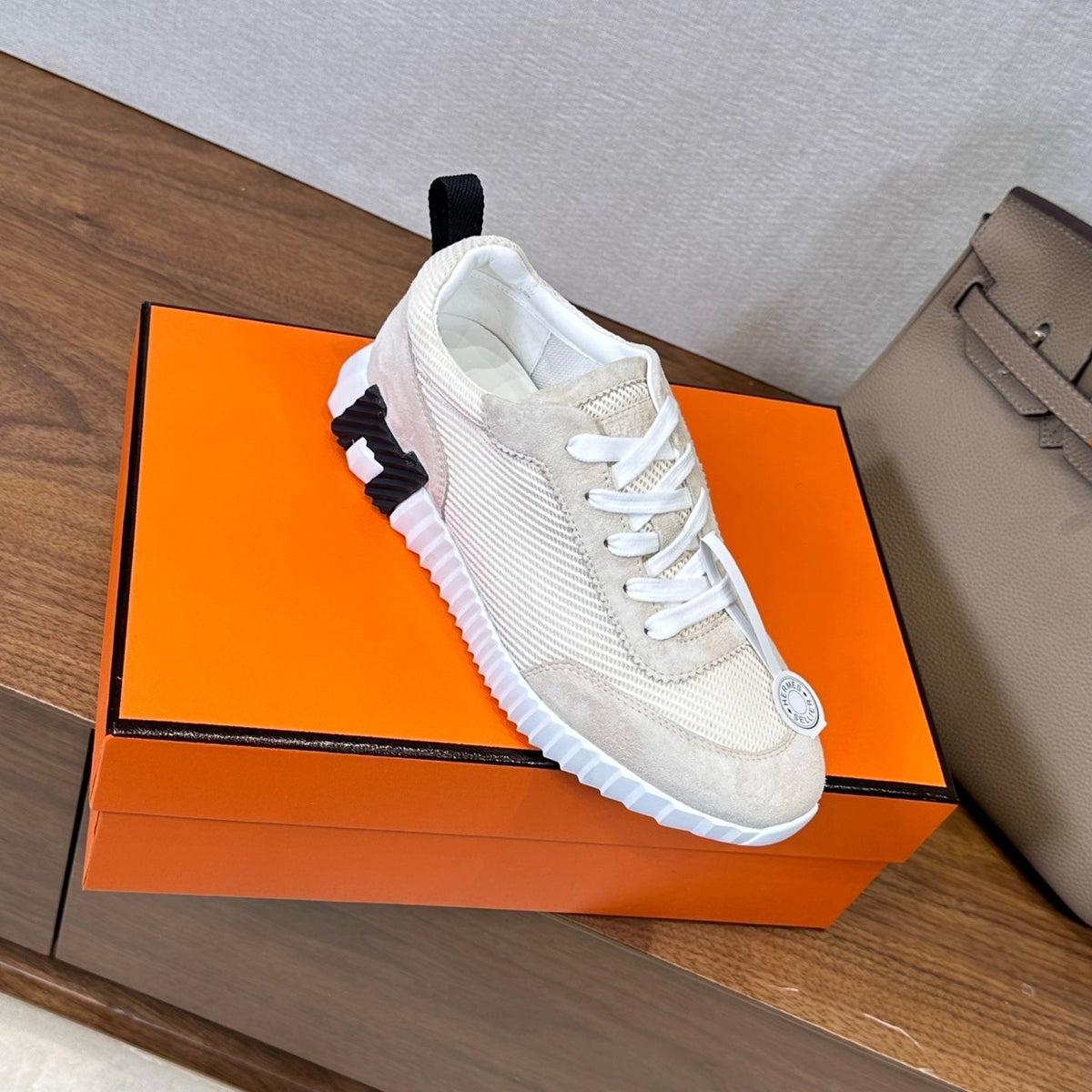 HM 26S Bouncing Sneaker In Cream mix Grey Suede Mesh 543810