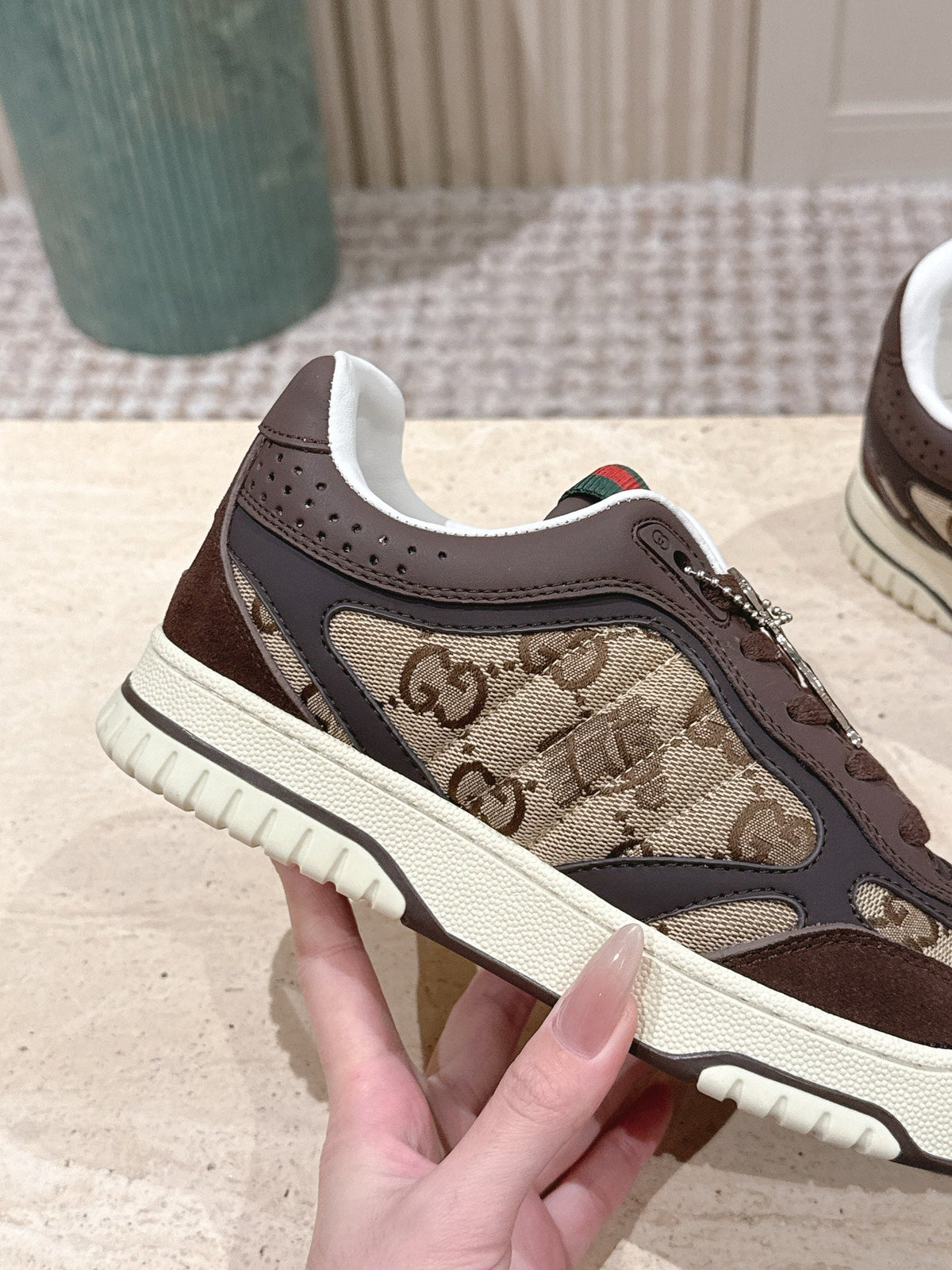 GG 26 Couple Sneakers Brown Beige Cowhide 630705