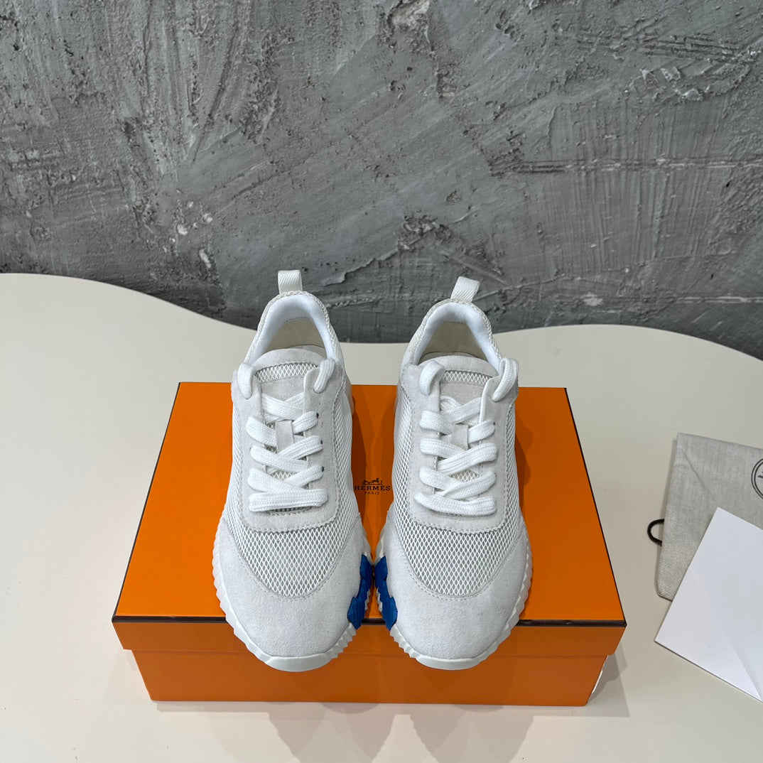 HM Bouncing 35 Sneakers Grey Mesh Canvas & Suede Goatskin H Blue Orange