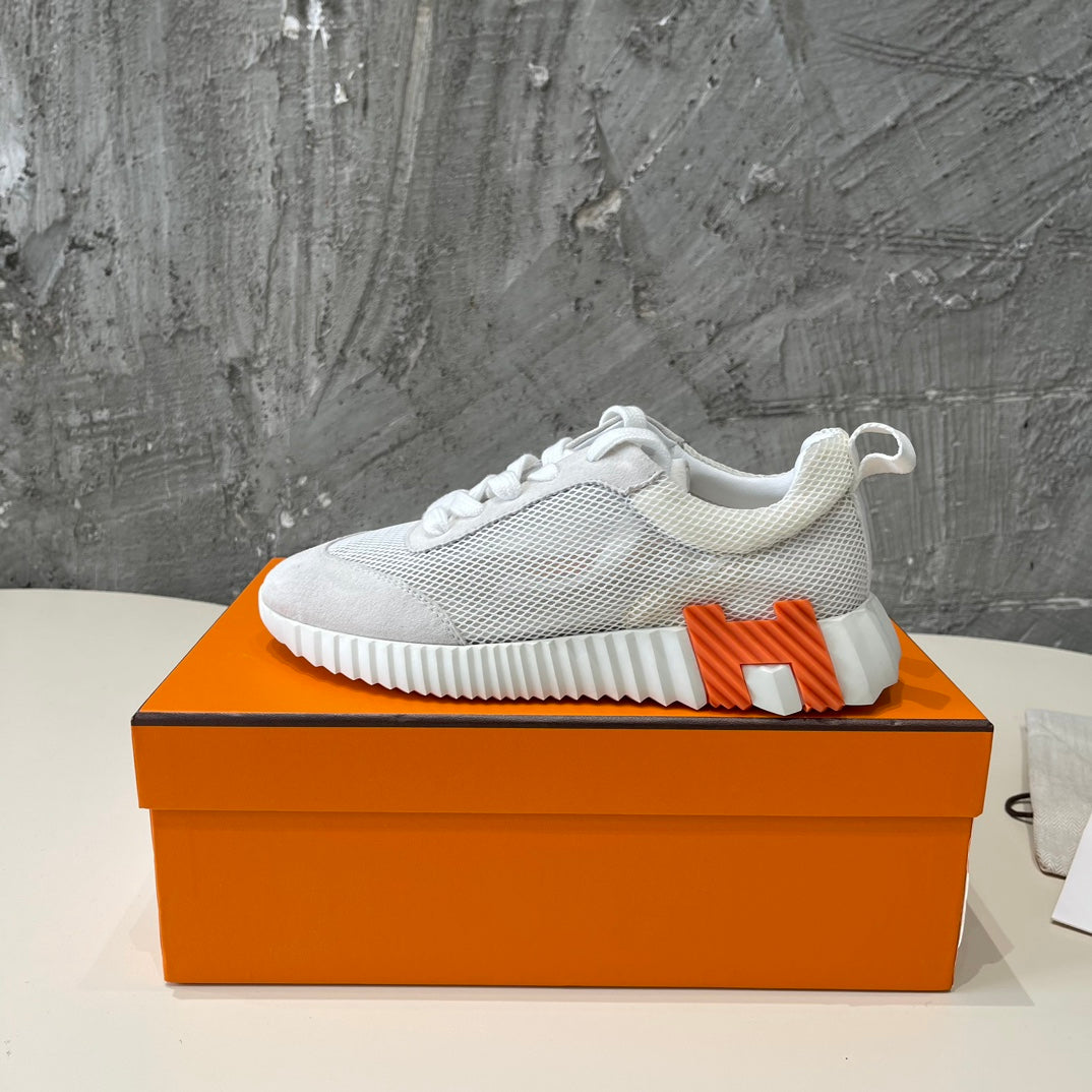 HM Bouncing 35 Sneakers Grey Mesh Canvas & Suede Goatskin H Blue Orange