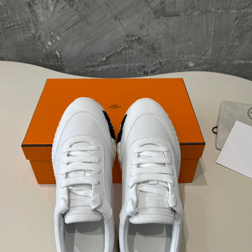 HM Bouncing 35 Sneakers White Goatskin Suede Goatskin H Light Brown