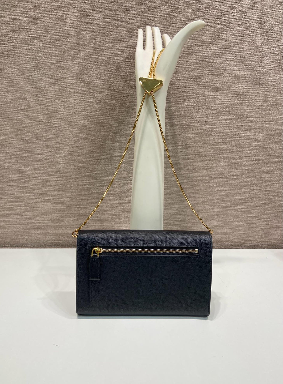 PRA Cross pattern envelope bag black leather 341148