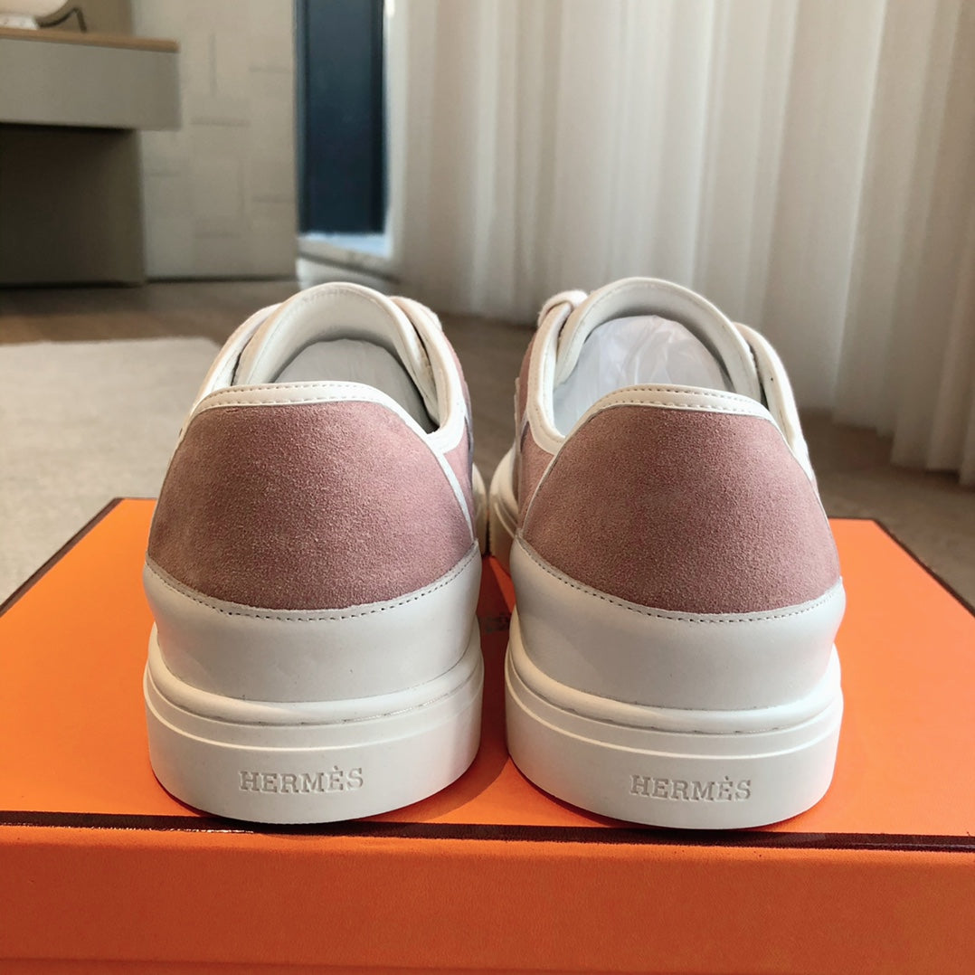 GET SNEAKER WHITE CALFSKIN AND PINK SUEDE
