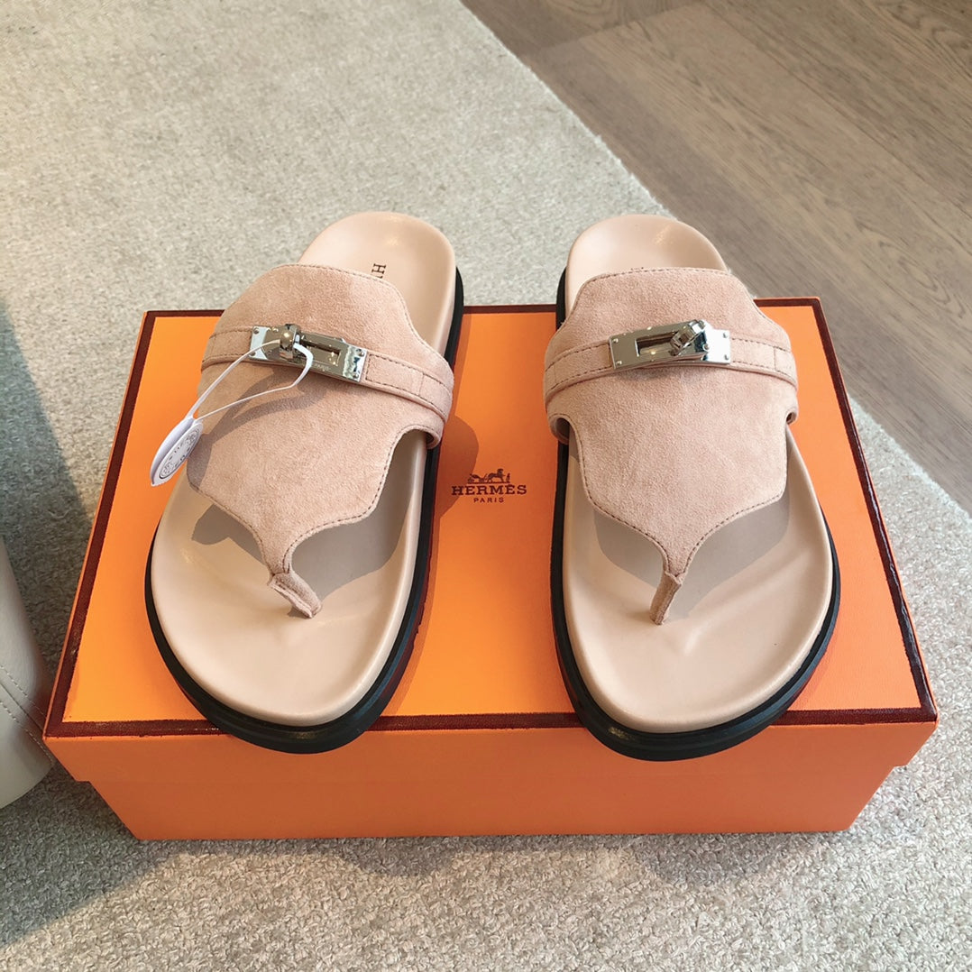 Empire Sandal Peach Lambskin Suede Goatskin