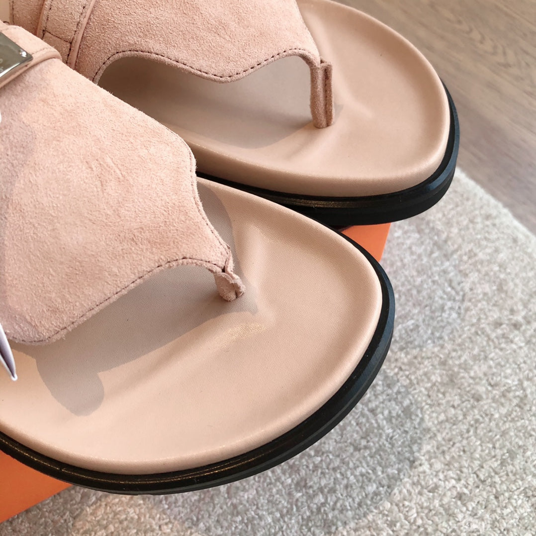 Empire Sandal Peach Lambskin Suede Goatskin