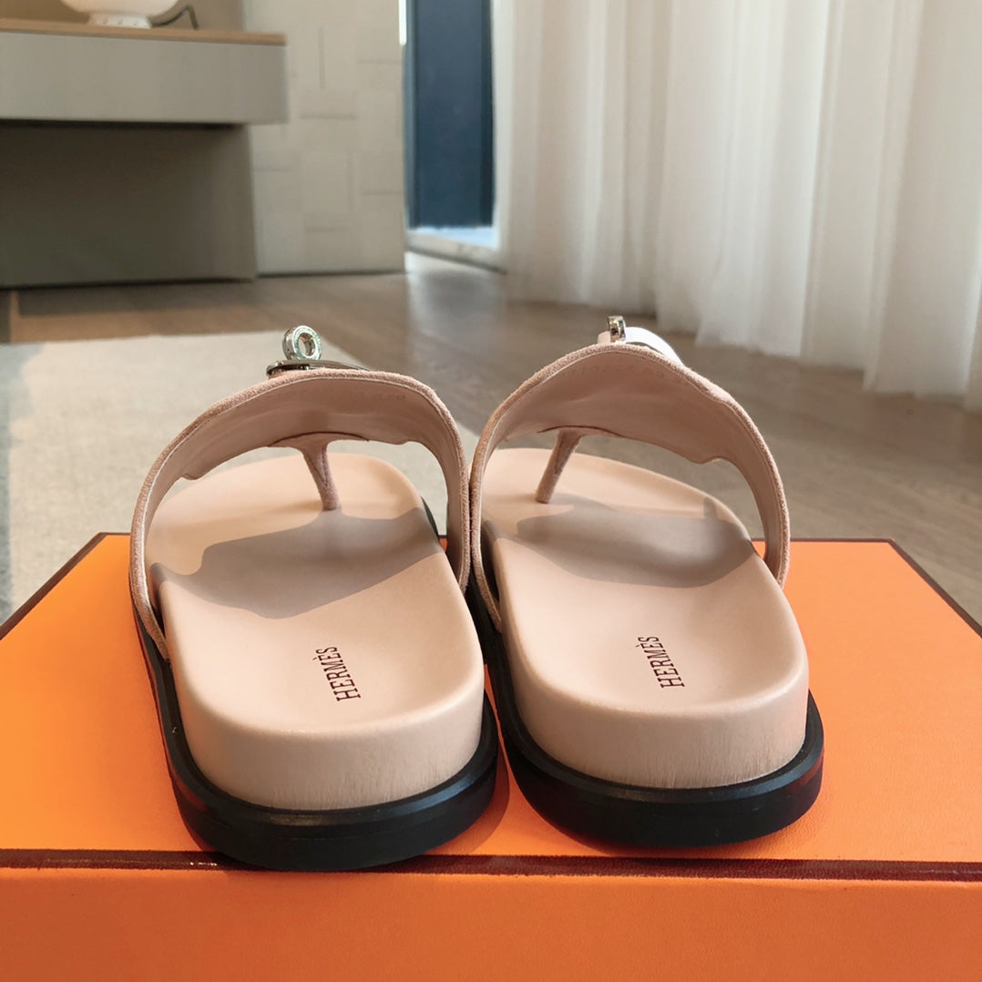 Empire Sandal Peach Lambskin Suede Goatskin