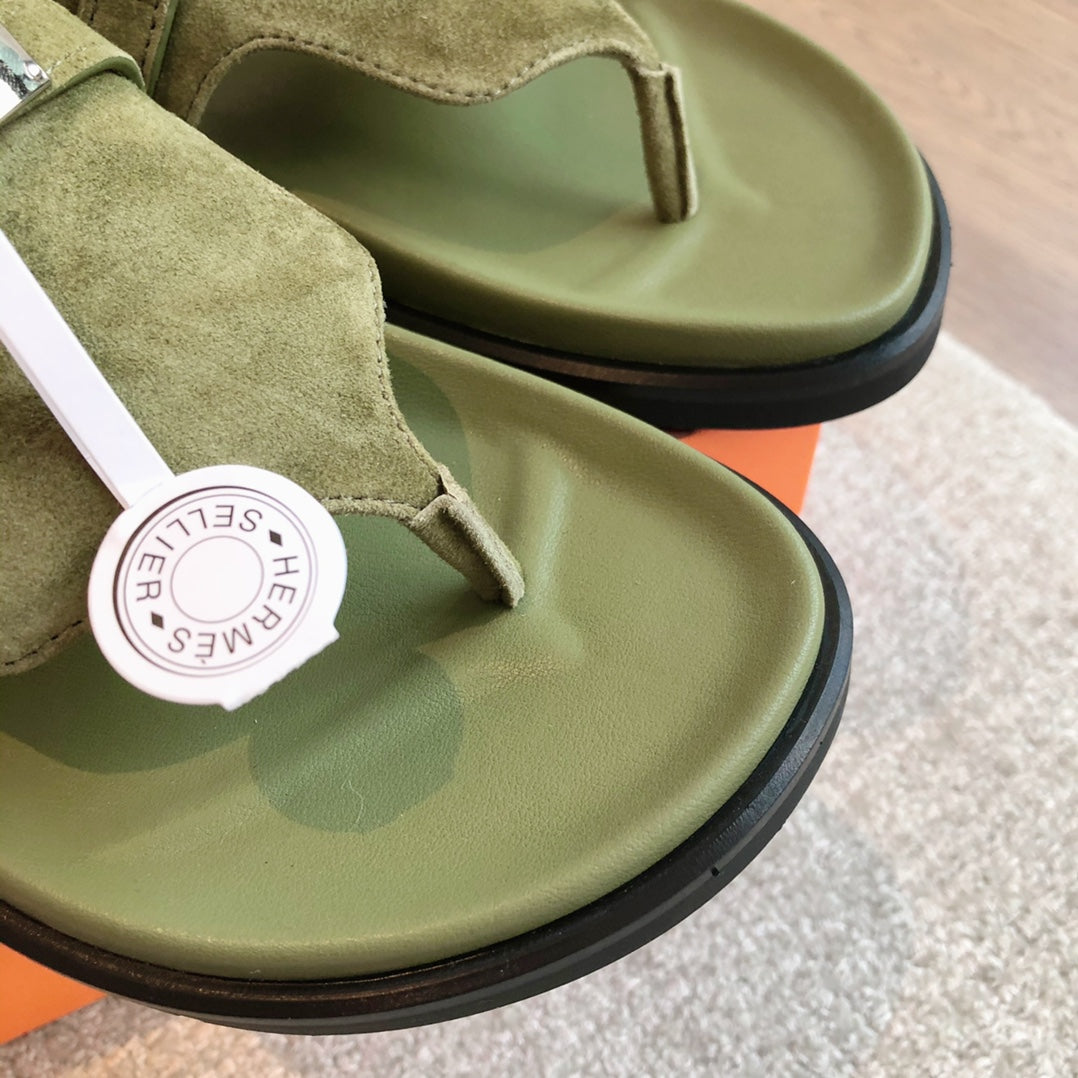 Empire Sandal Olive Lambskin Suede Goatskin