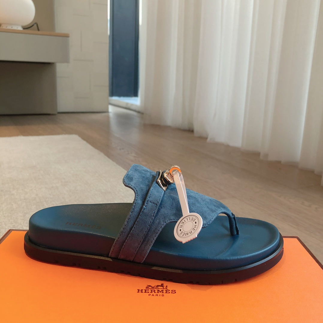 Empire Sandal Blue Lambskin Suede Goatskin