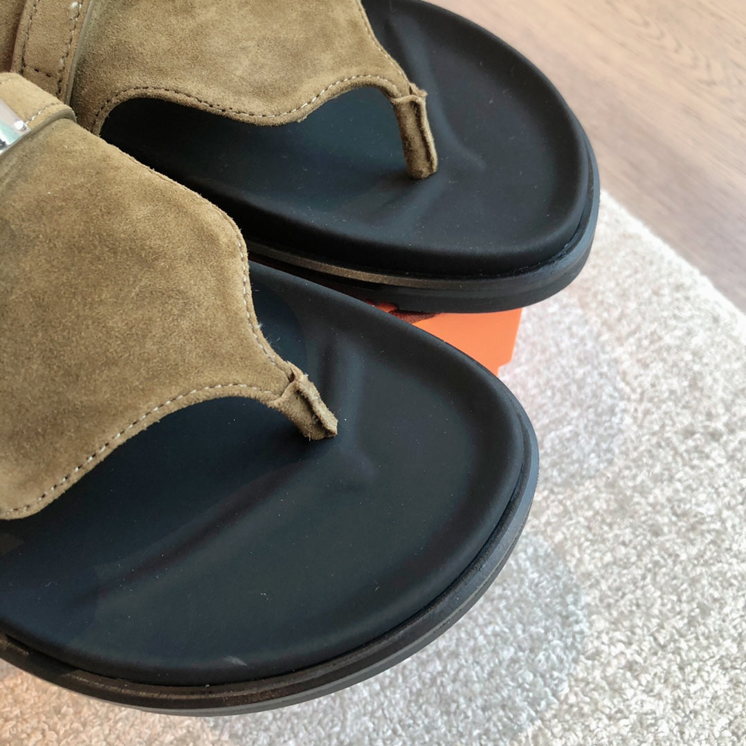 Empire Sandal Black Lambskin Pine Suede Goatskin