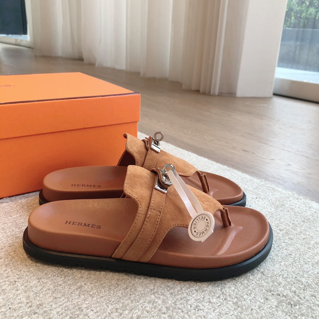 Empire Sandal Pumpkin Lambskin Suede Goatskin