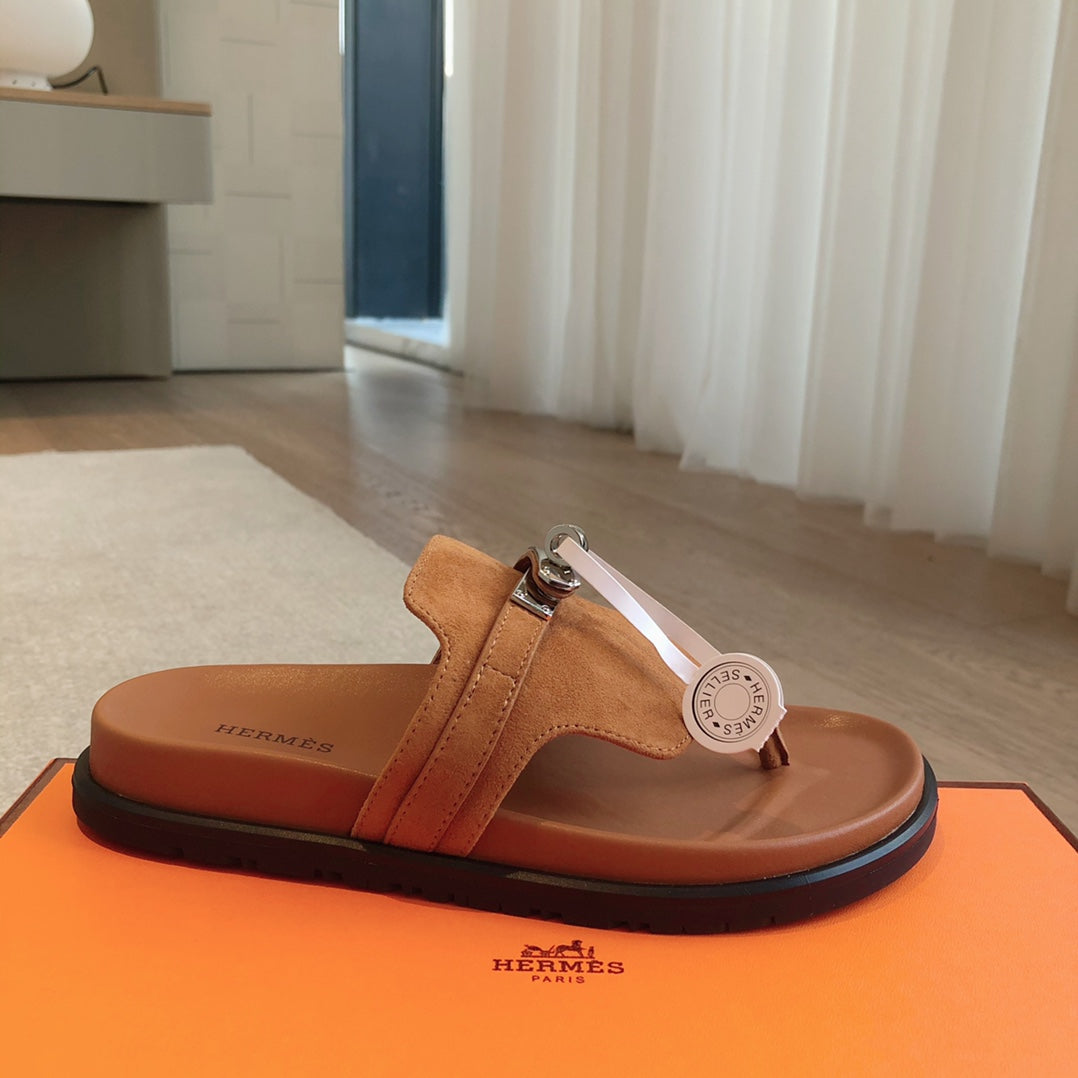 Empire Sandal Pumpkin Lambskin Suede Goatskin