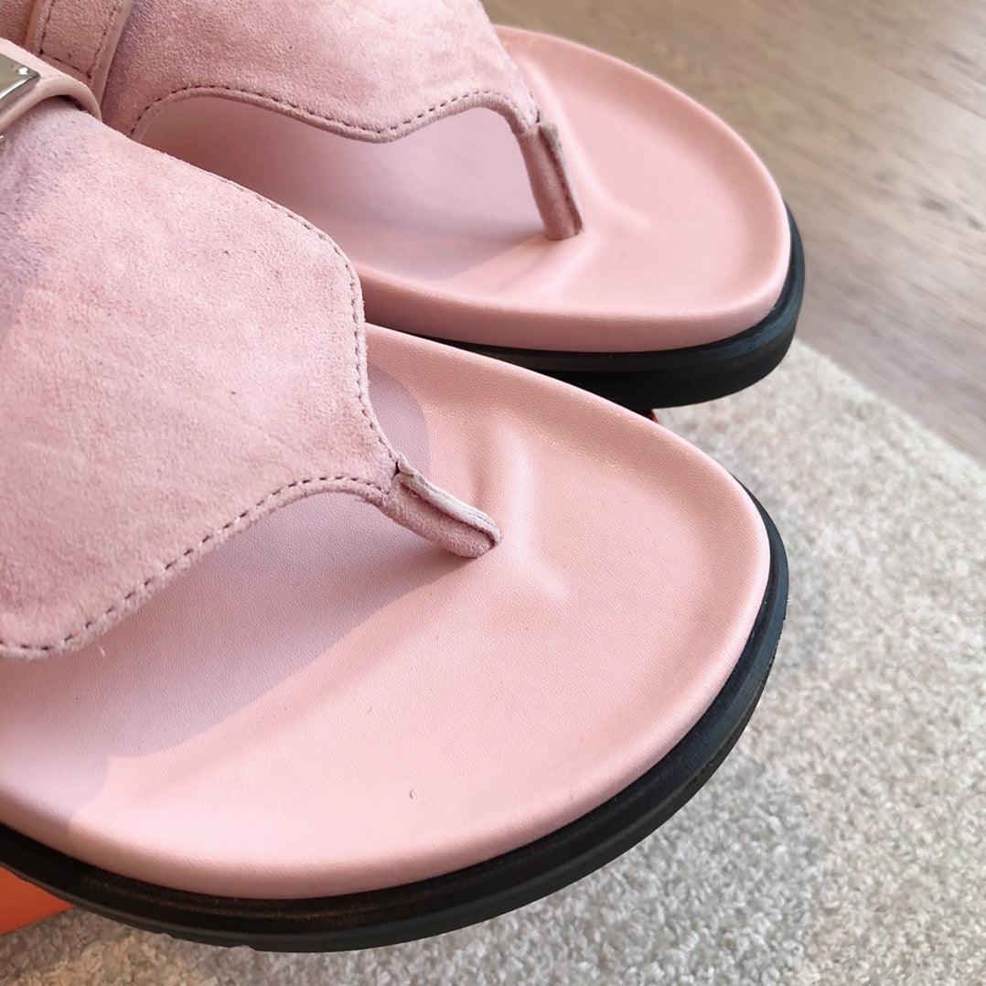 Empire Sandal Light Pink Lambskin Suede Goatskin
