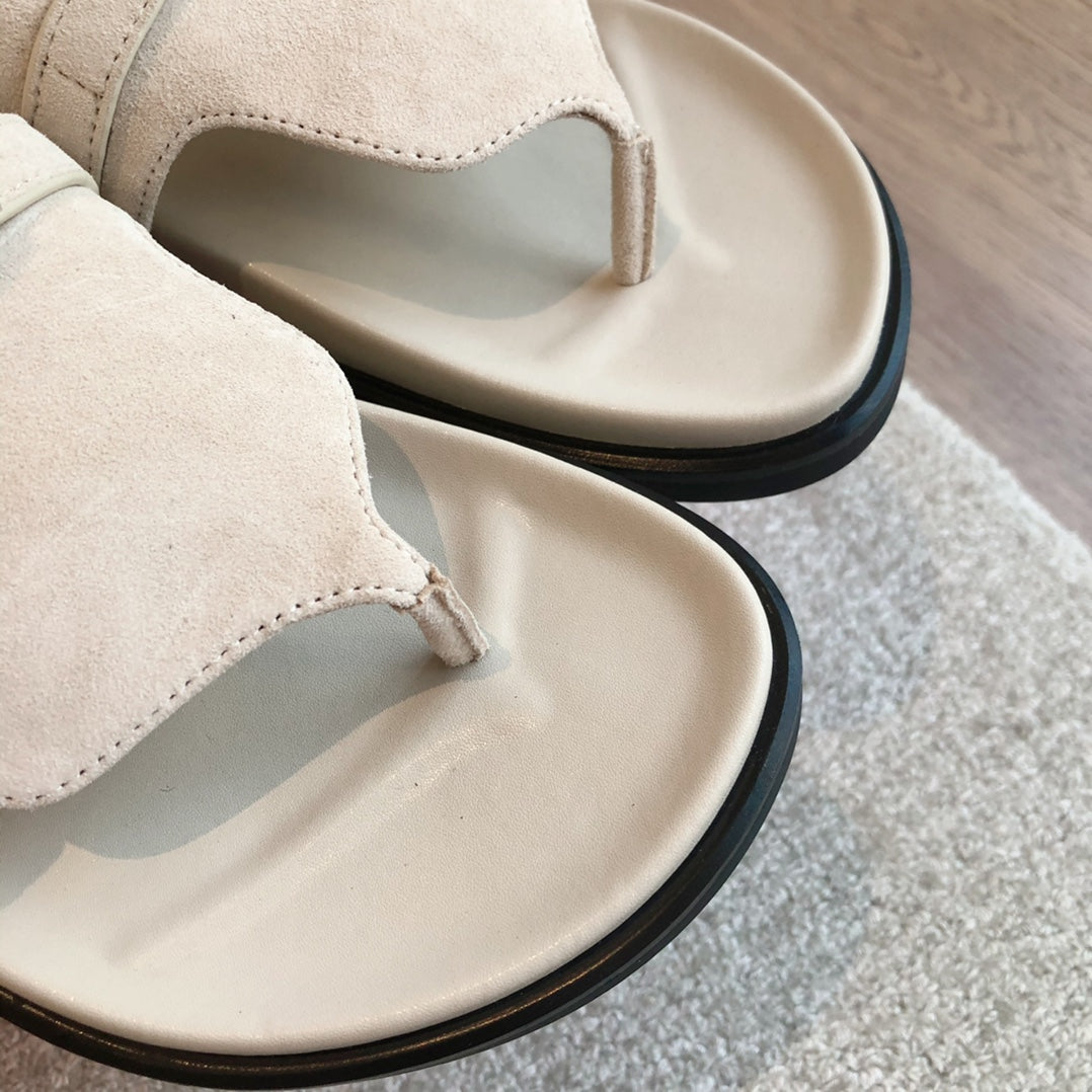 Empire Sandal Ivory Lambskin Suede Goatskin