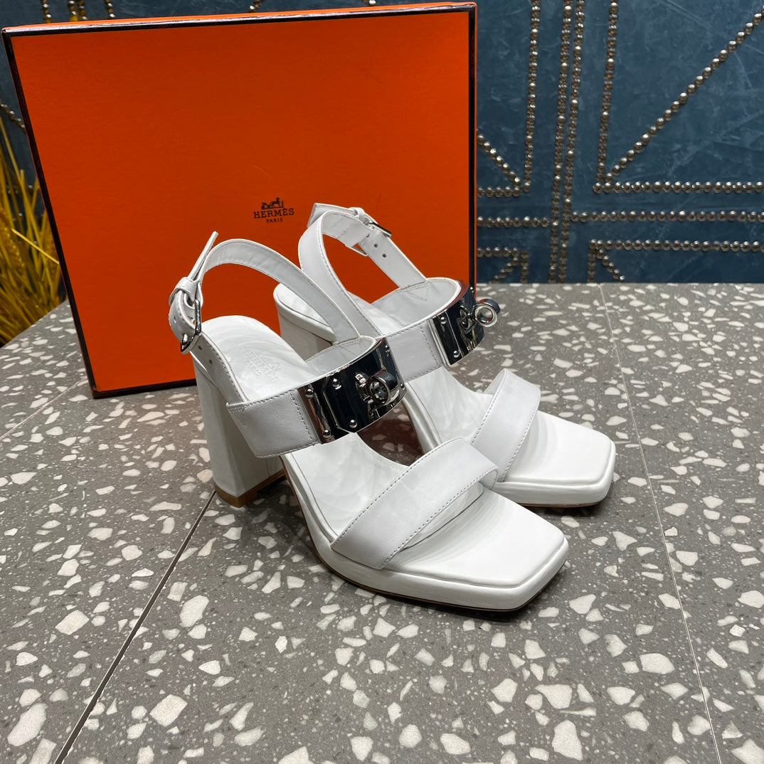 ILONA SANDAL 95 WHITE CALFSKIN