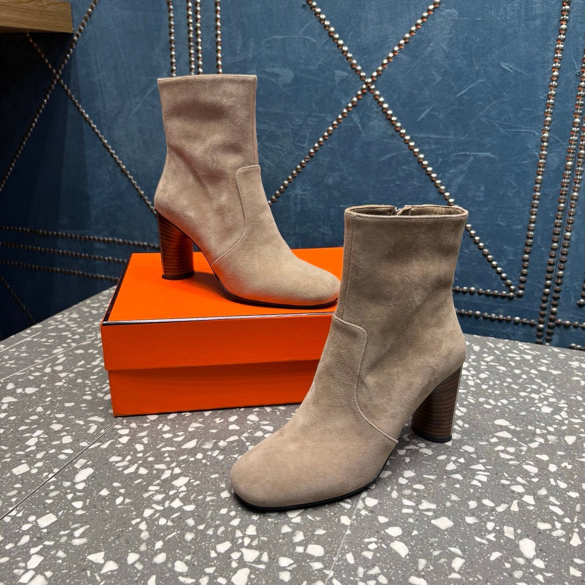 HM Lisa Ankle Boots 80mm Pale Tan Suede 531561