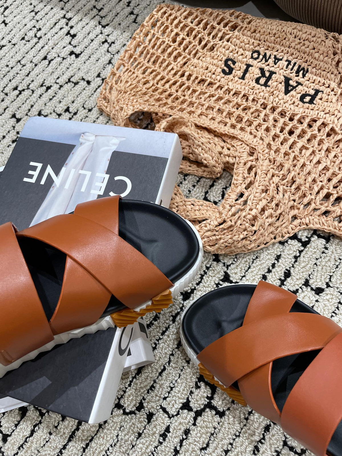 ELECTRIC SANDAL BLACK MIX CARAMEL CALFSKIN