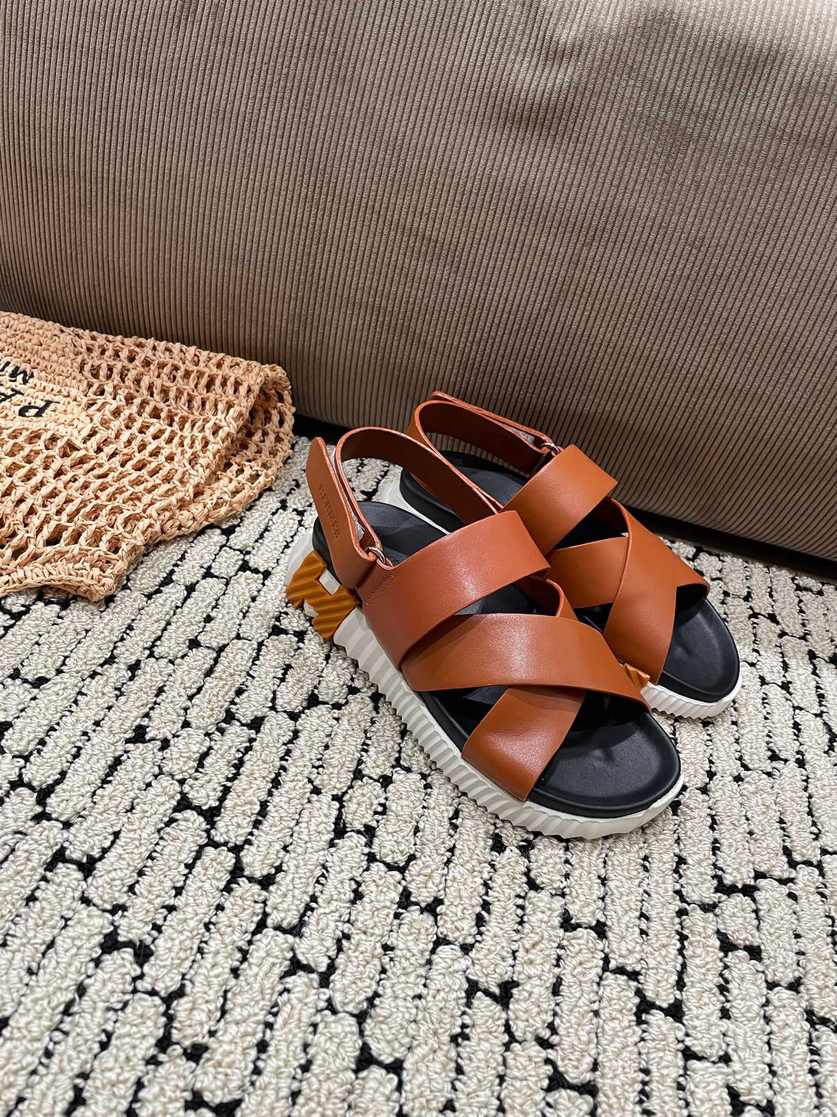 ELECTRIC SANDAL BLACK MIX CARAMEL CALFSKIN