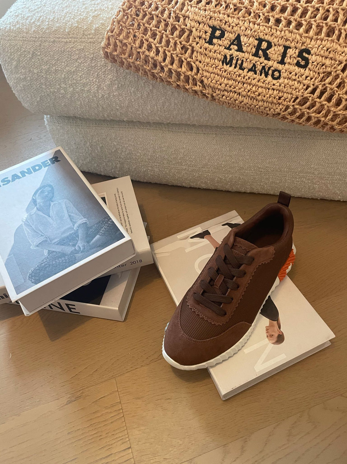 HM Bouncing 35 Sneakers Chocolate Canvas & Suede Goatskin H Orange
