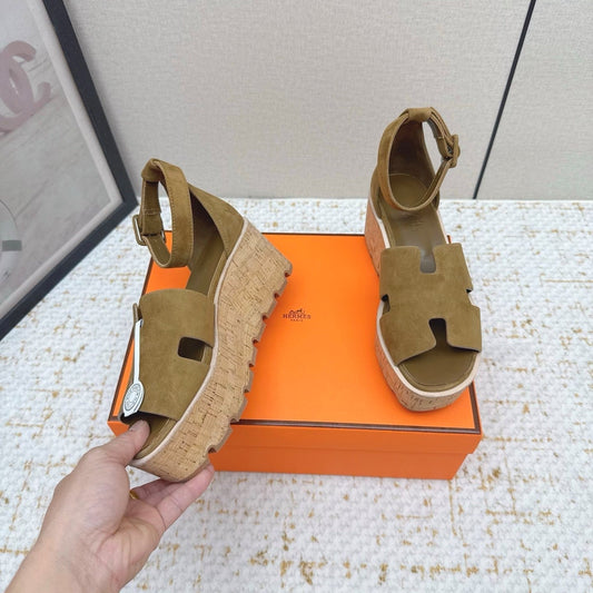 HM Luce 30 Sandal 65mm Amber Earth Suede Cork 477970