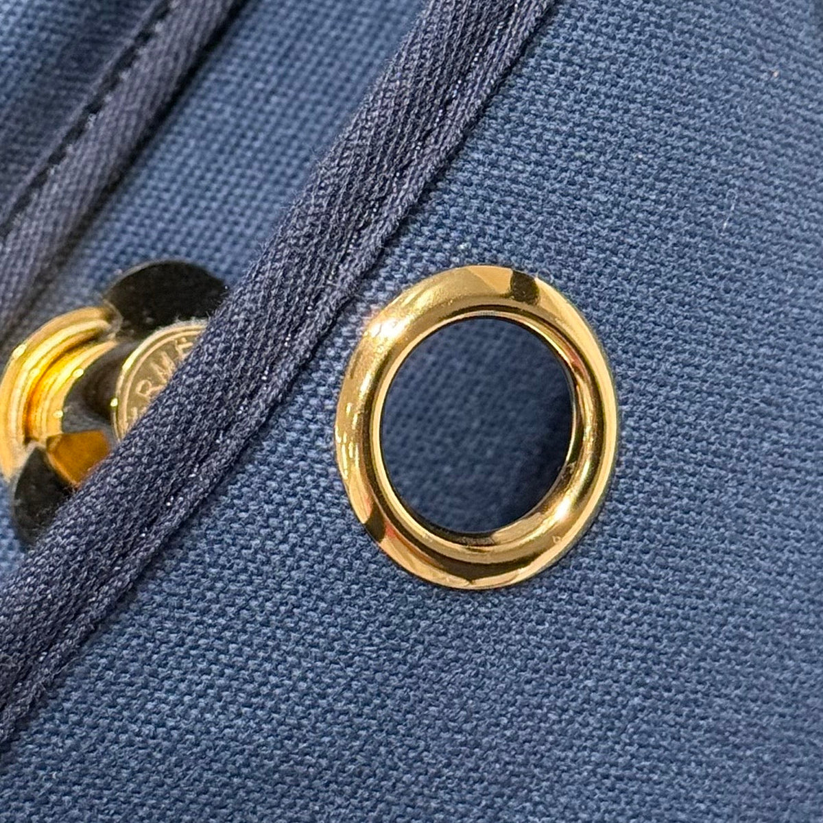 HM Mini Herbag Gold Buckle 20 Navy Blue Canvas and Hunter Cowhide 243255