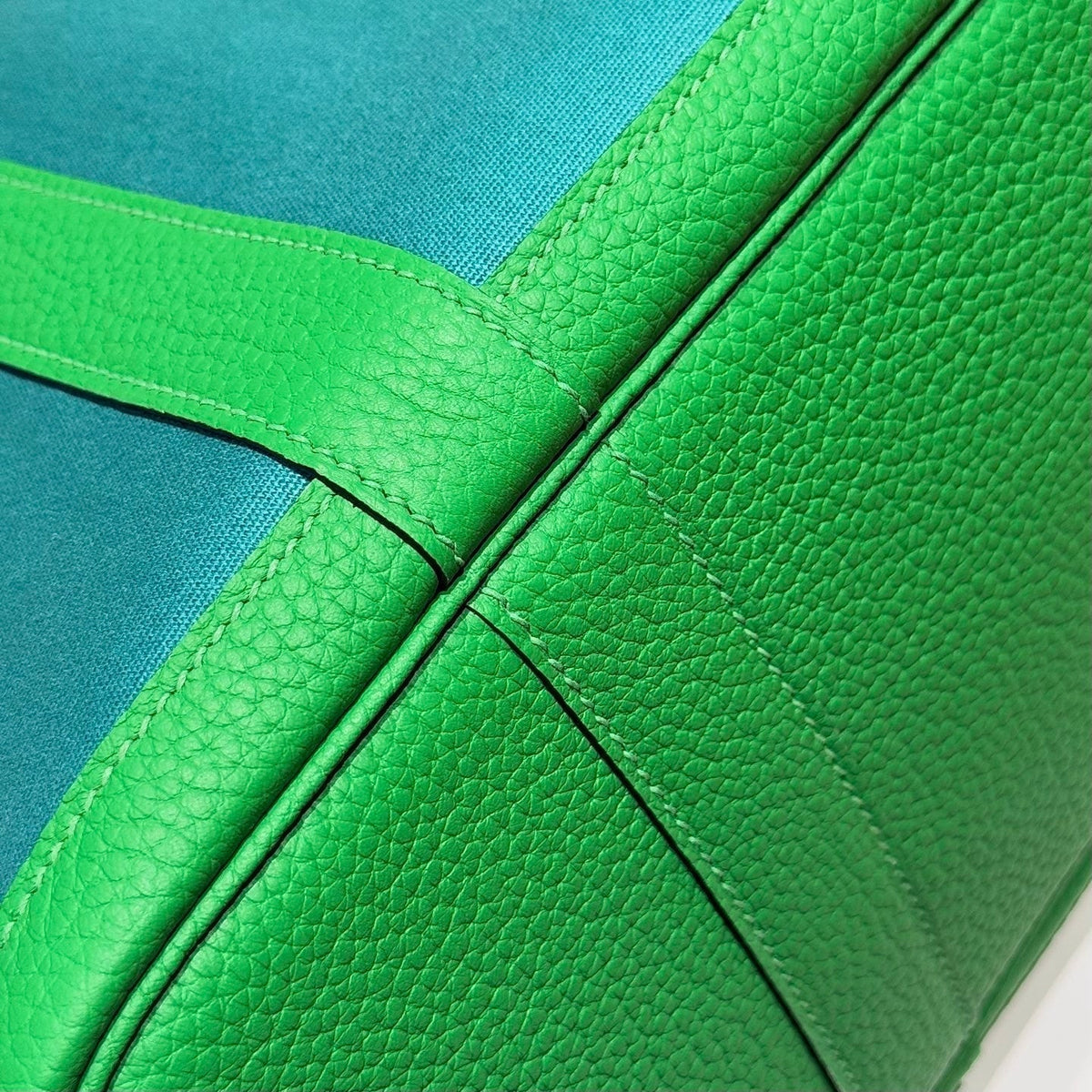 HM Garden Party 30cm Bag Green Togo Blue Canvas