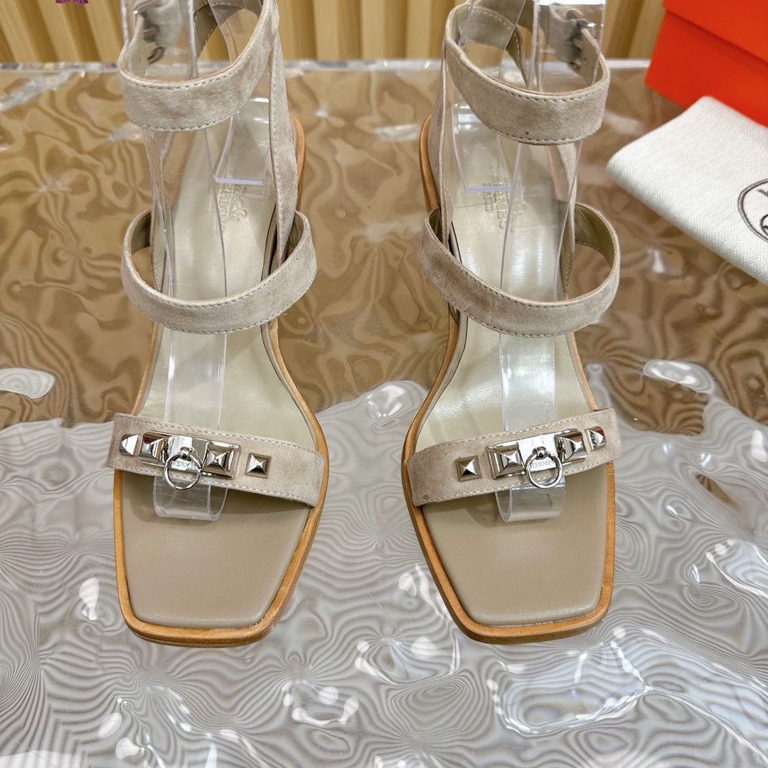 hm iveresse sandal 65 grey suede calfskin