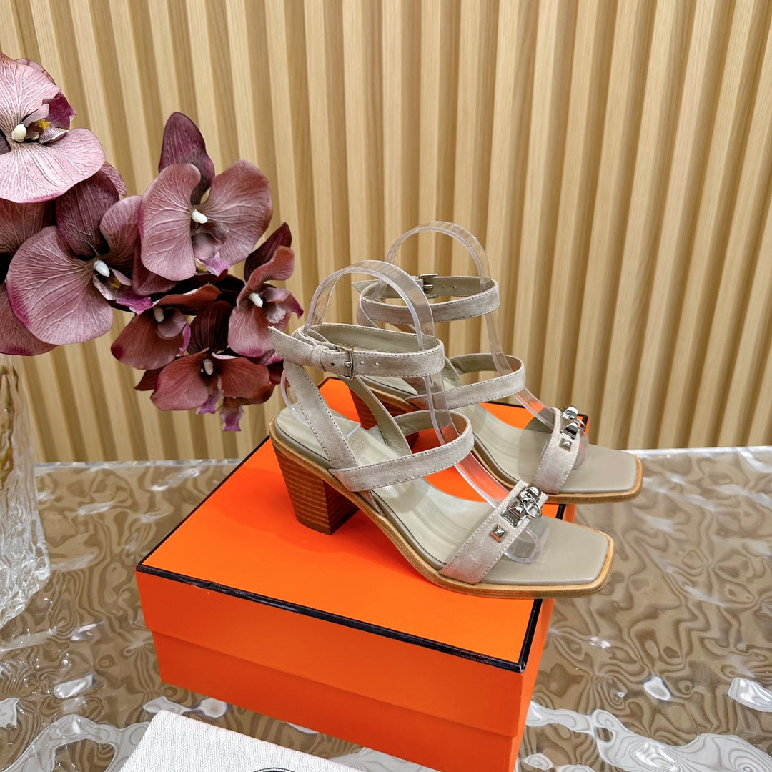 hm iveresse sandal 65 grey suede calfskin