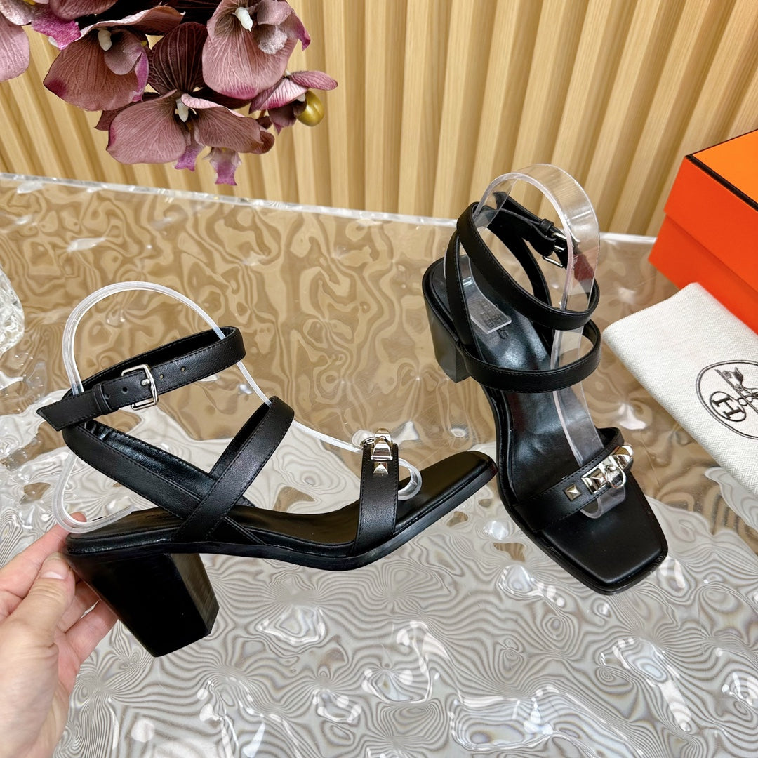hm iveresse sandal 65 black calfskin