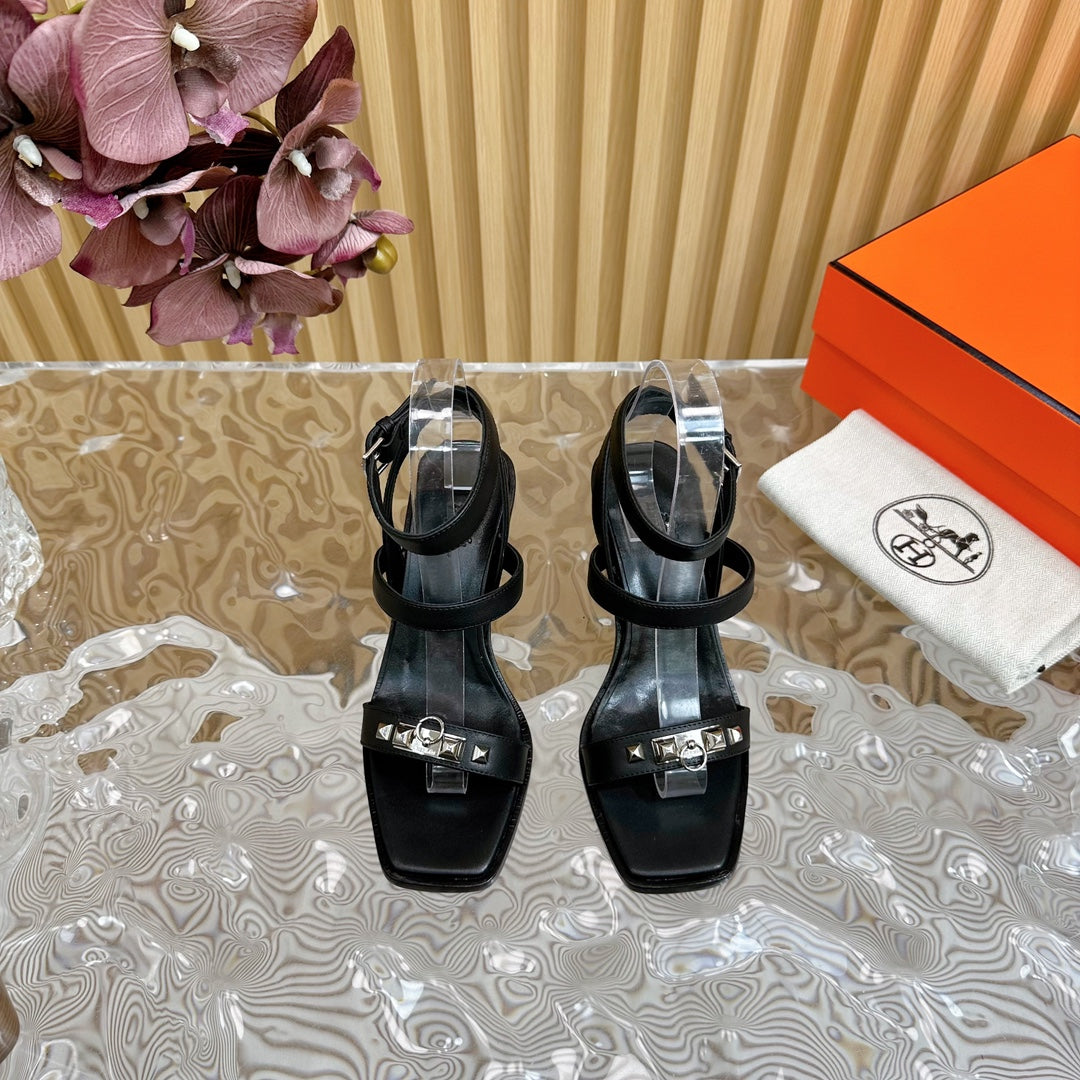 hm iveresse sandal 65 black calfskin