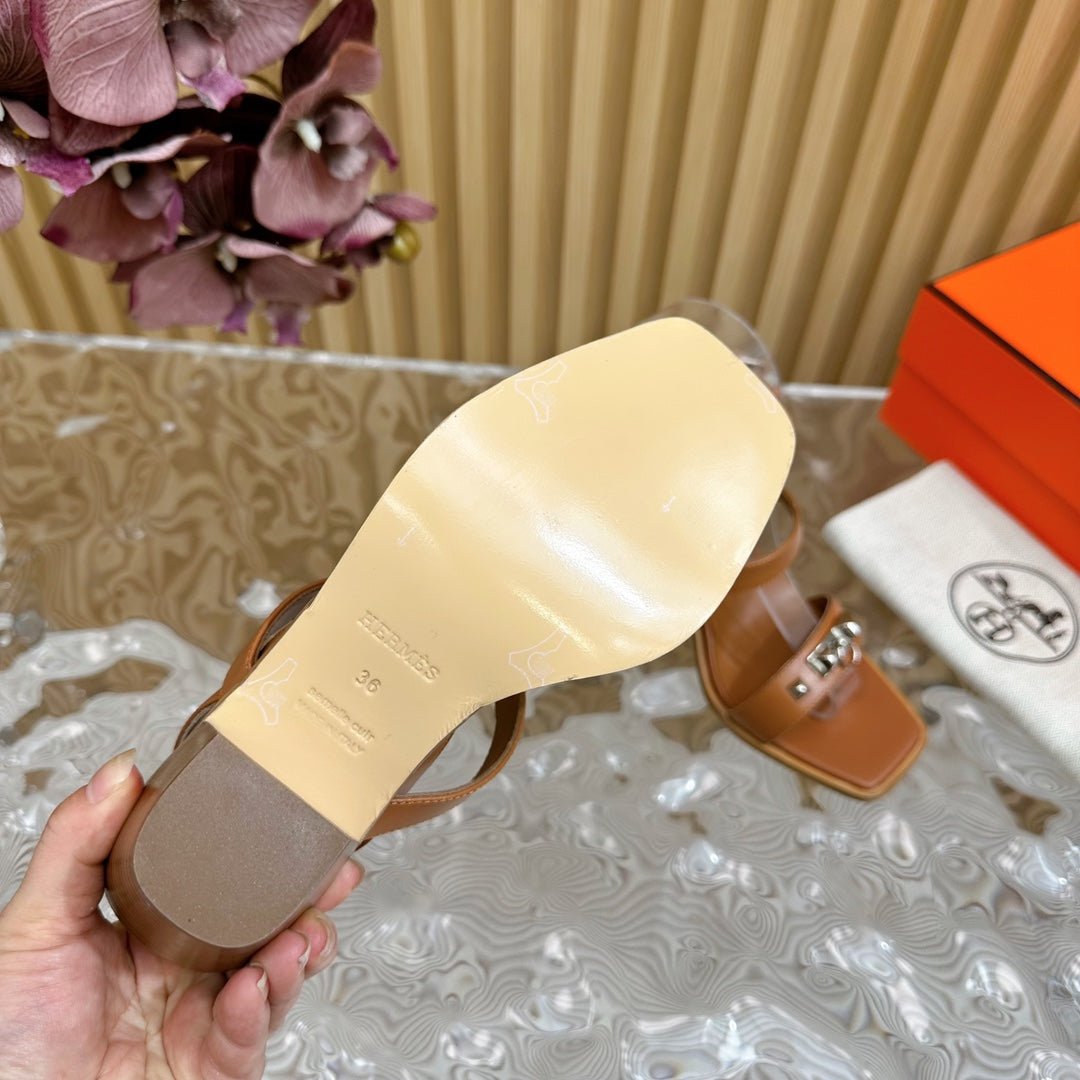 hm iveresse sandal 65 gold brown calfskin