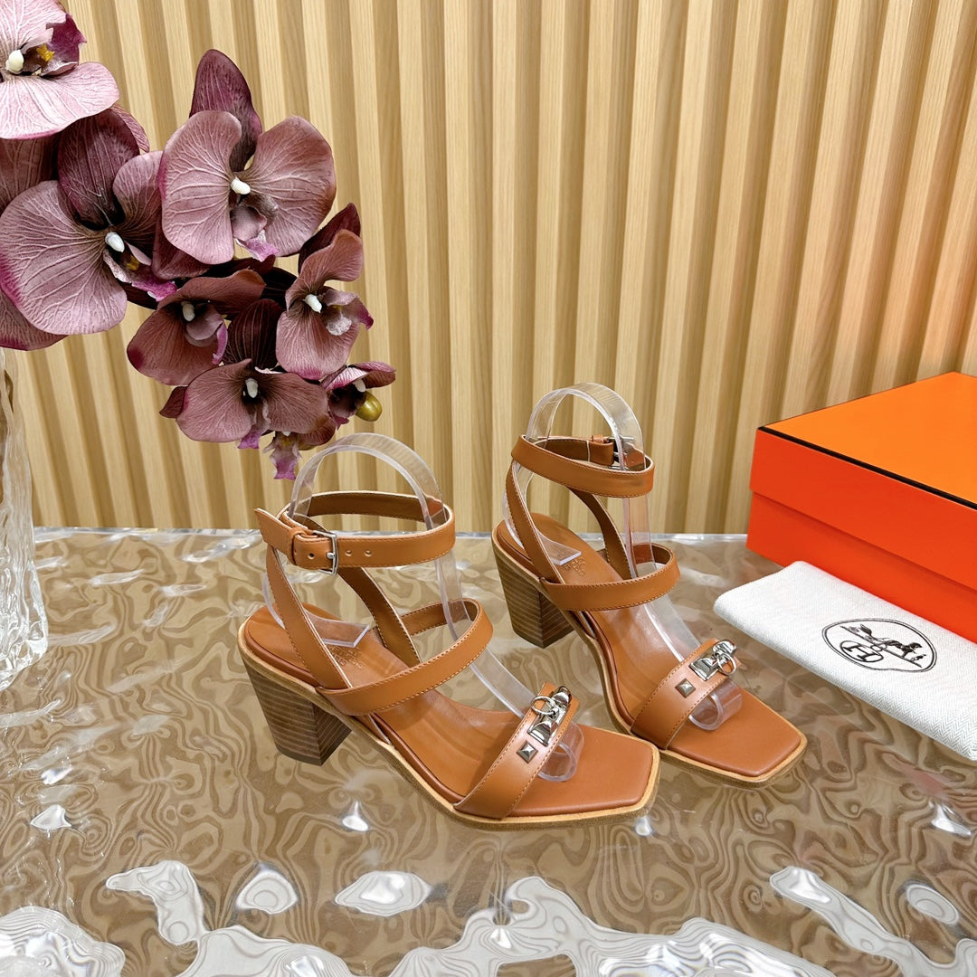 IVRESSE 65 SANDAL CARAMEL CALFSKIN