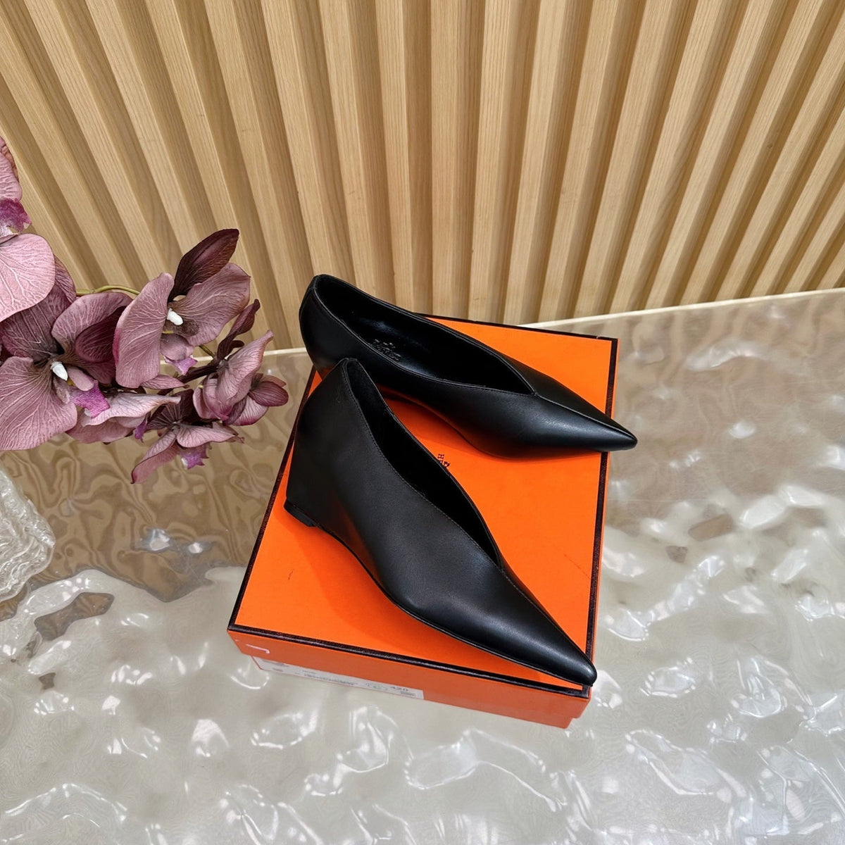 HM Louna 55 Pump 50mm Black Sheepskin 498200
