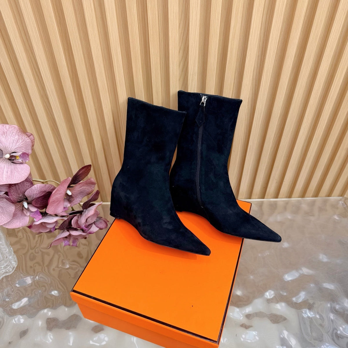 HM Leonie Ankle Boots 7cm Black  Suede 589198