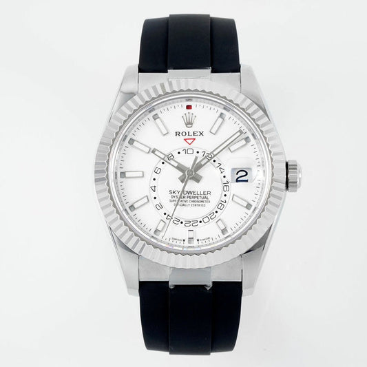 Rolex Sky-Dweller 42mm Stainless Steel Case White Dial Rubber Strap