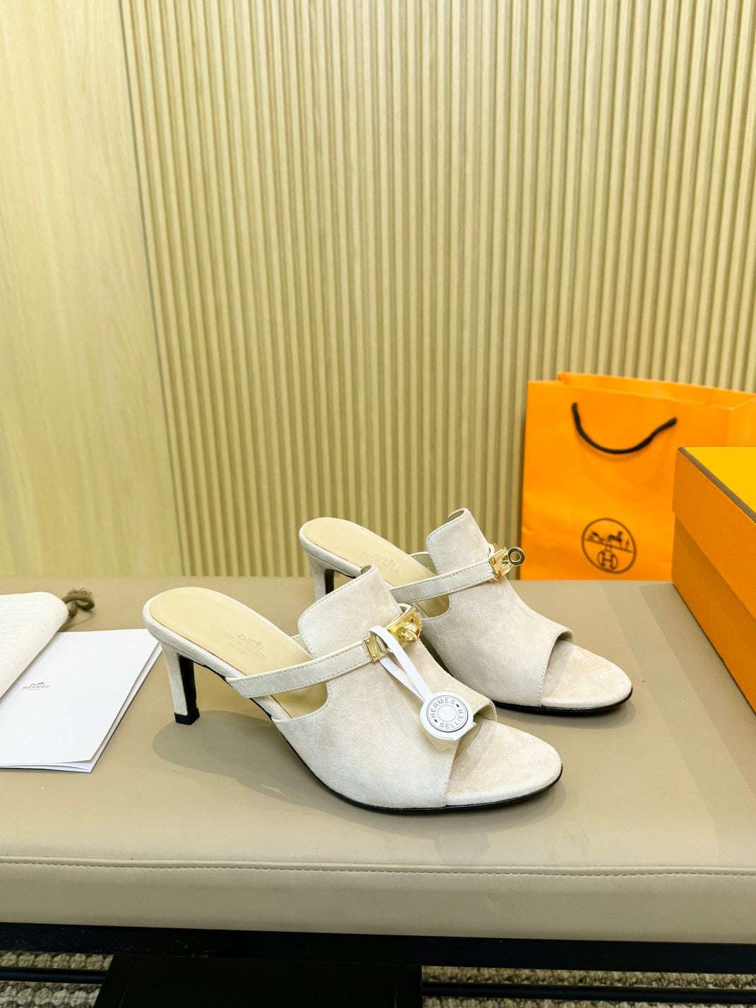 HEDEN MULE 80 WHITE SUEDE