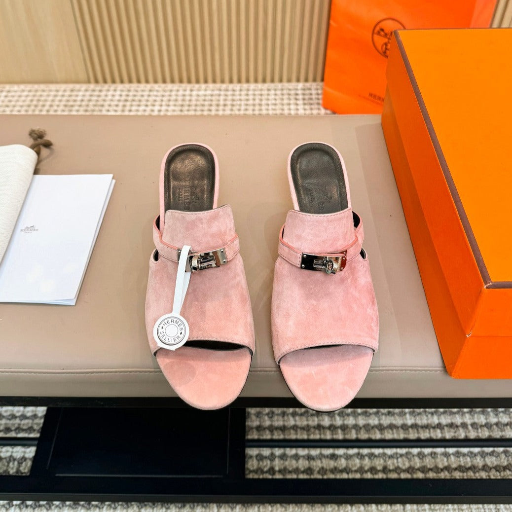 HEDEN MULE 80 LIGHT PINK SUEDE