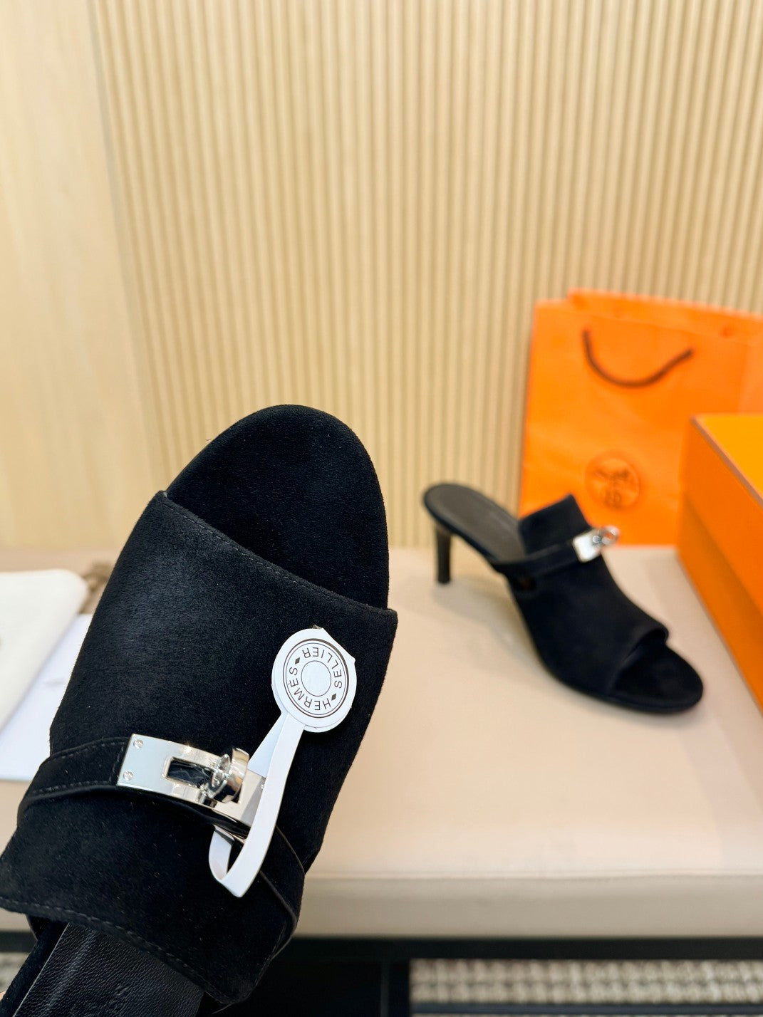HEDEN MULE 80 BLACK SUEDE