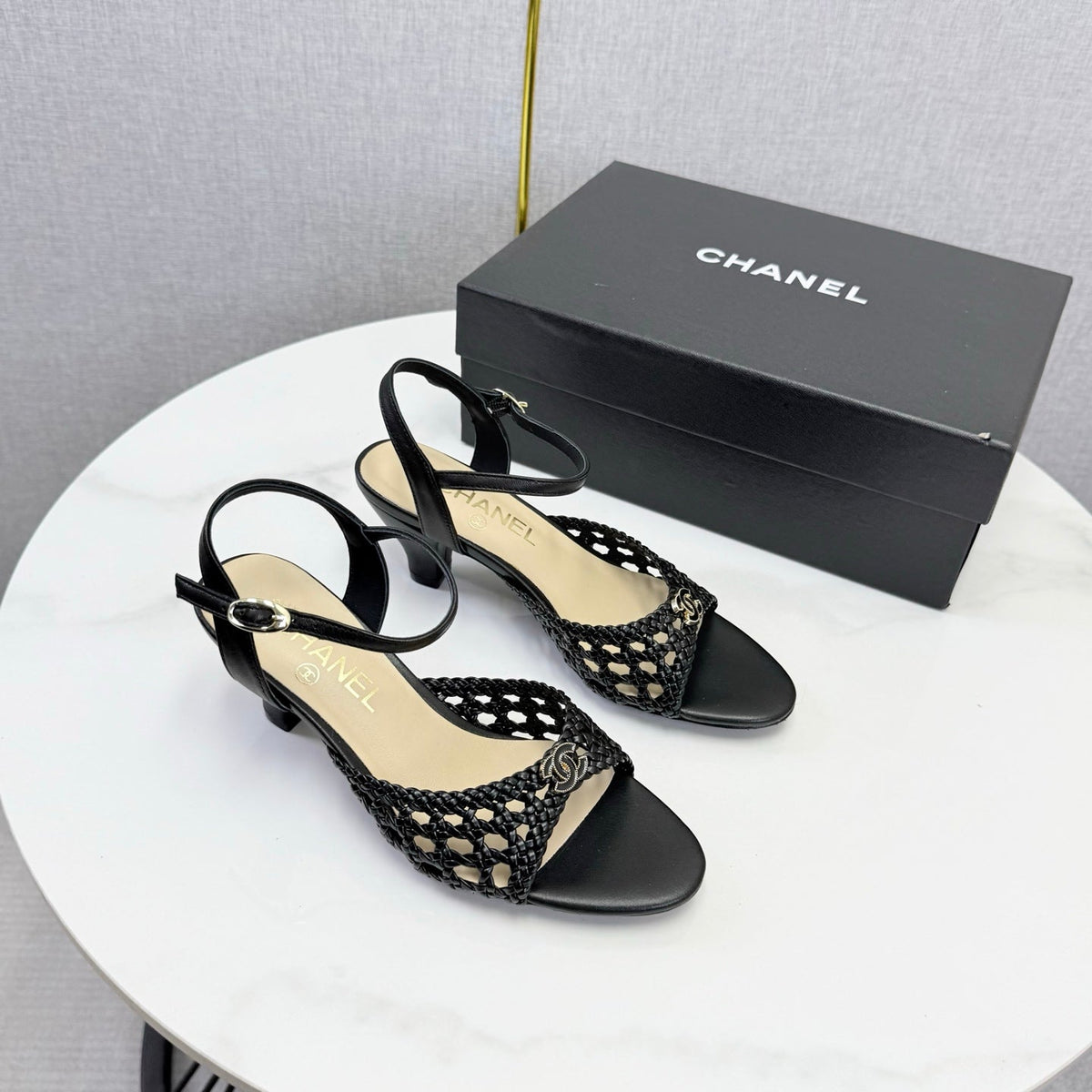 Chanel 2026 Slingback Sandals 40mm Woven Sheepskin 801631