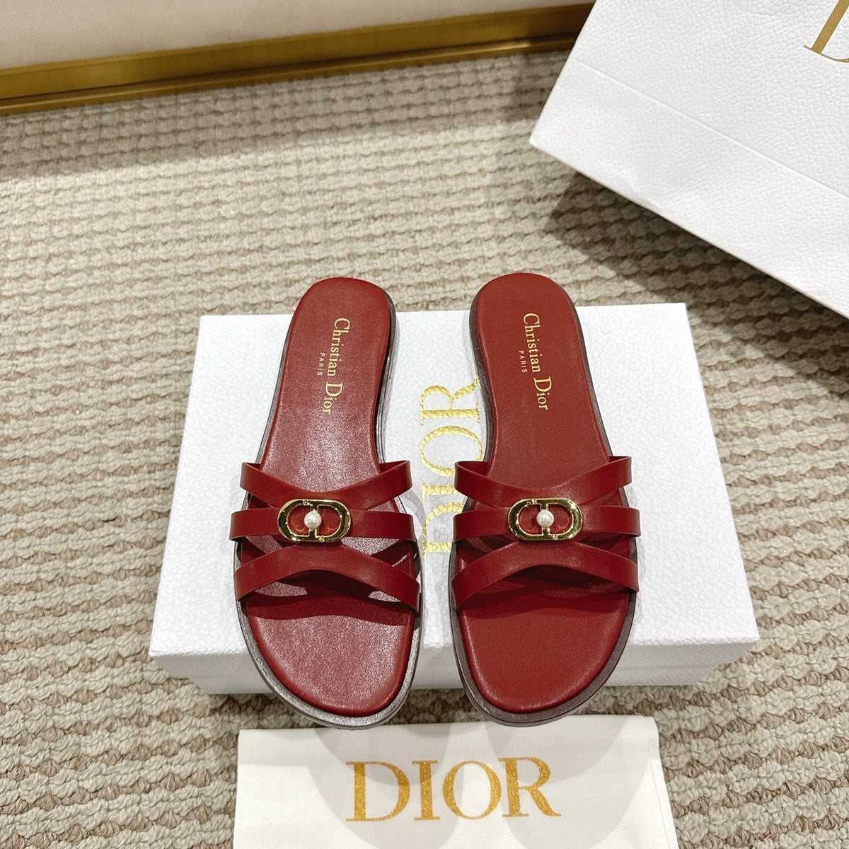 CD 30M Slide Red Calfskin 543739