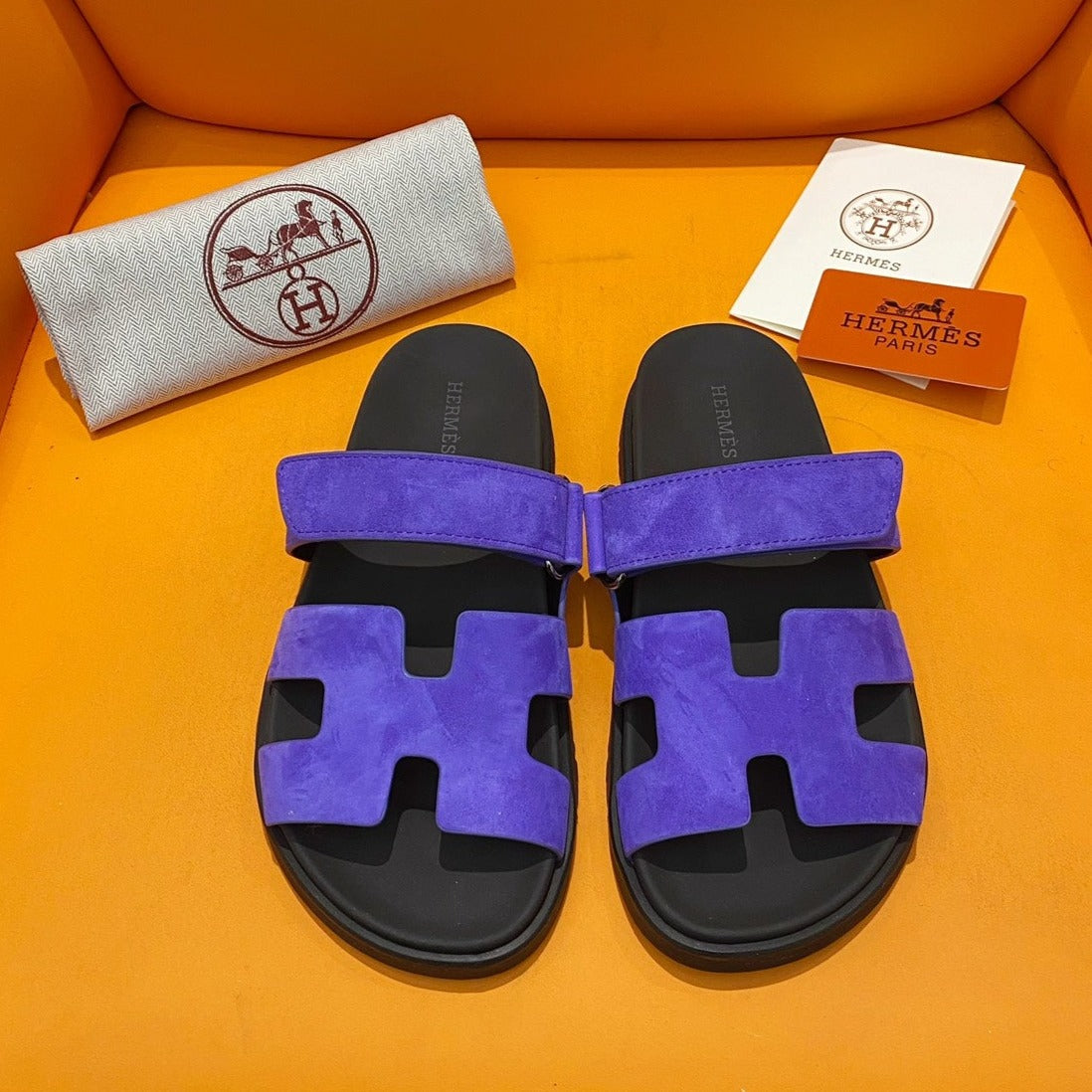chypre sandal purple suede black calfskin