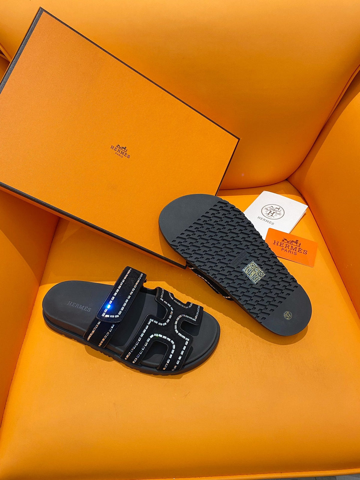 chypre sandal crystal black suede calfskin