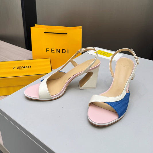 Fendi 26s Arco 9cm Pink Blue Cotton Cowhide 675968