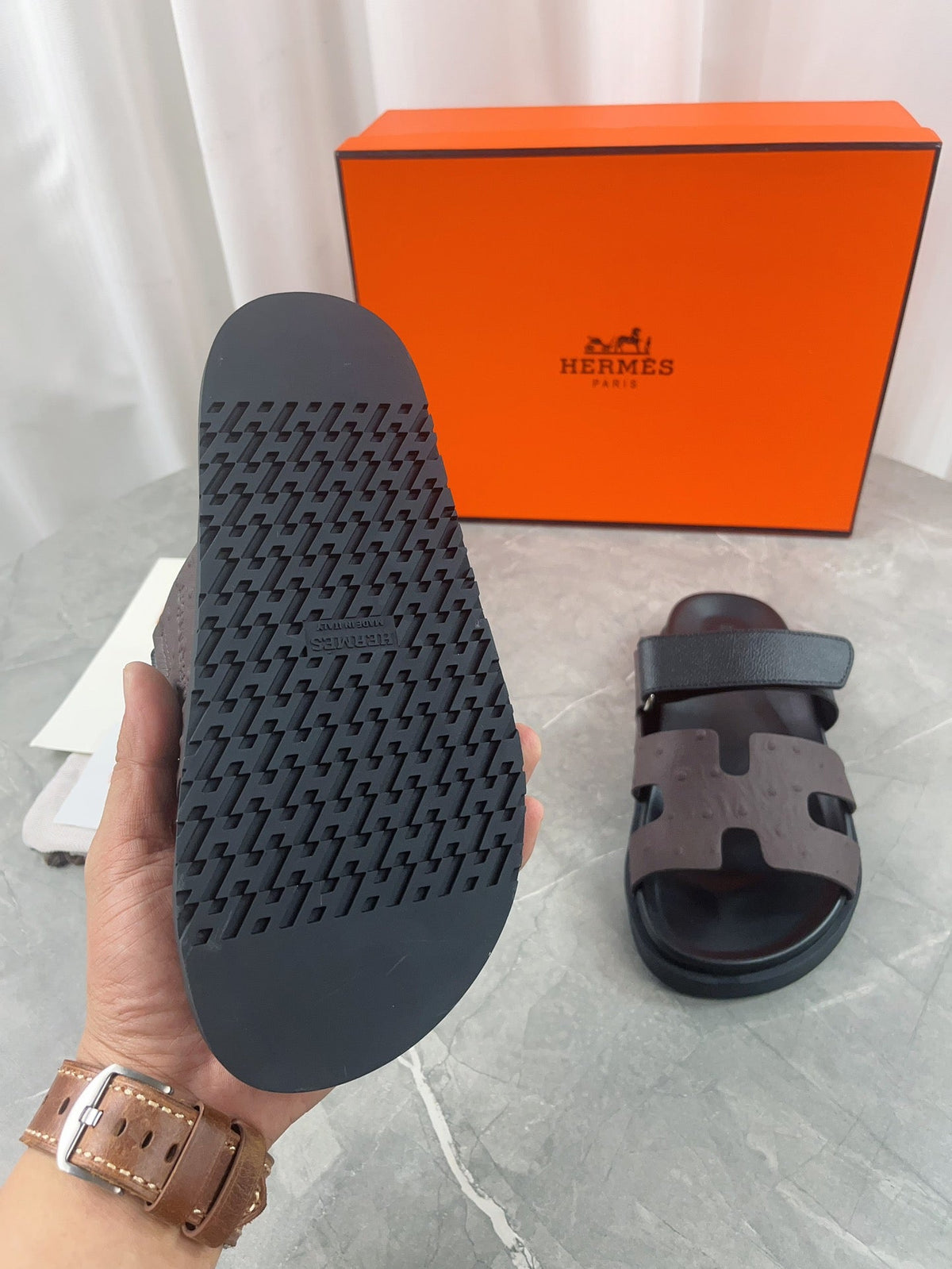 chypre sandal black chocolate calfskin