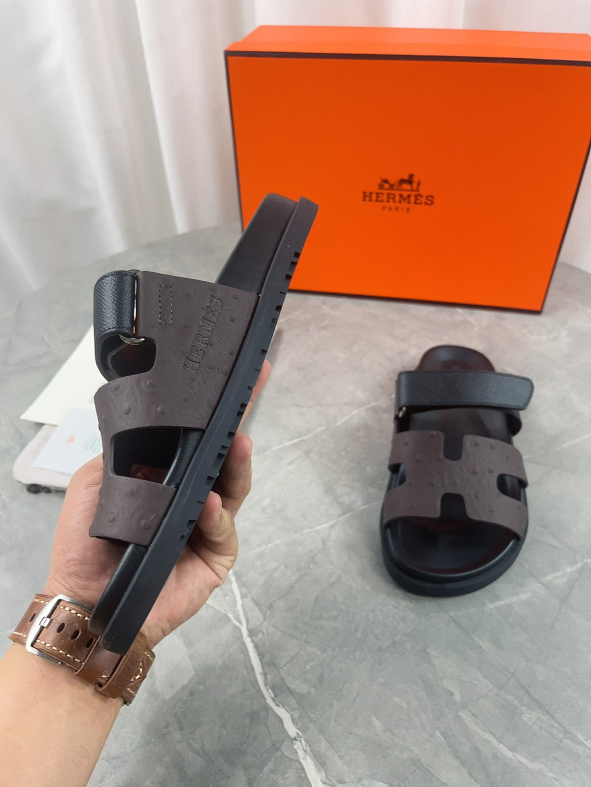 chypre sandal black chocolate calfskin