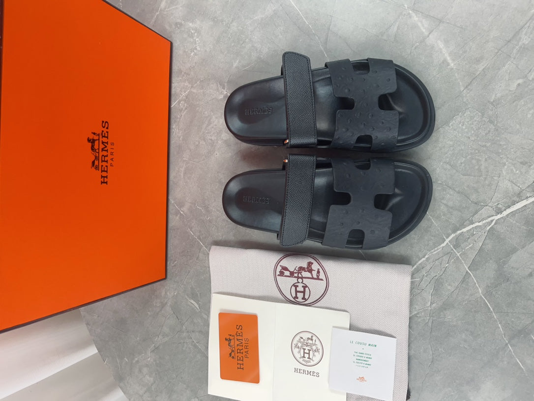 chypre sandal all black calfskin